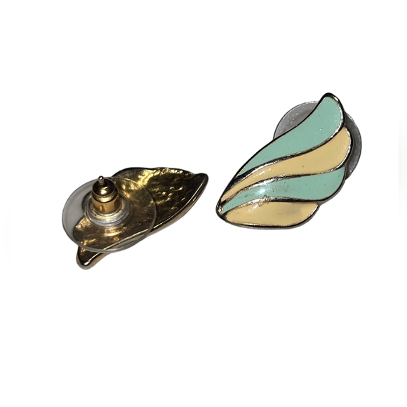 Vintage 80s Pastel Gold Tone Earrings19 - Picture 2 of 2